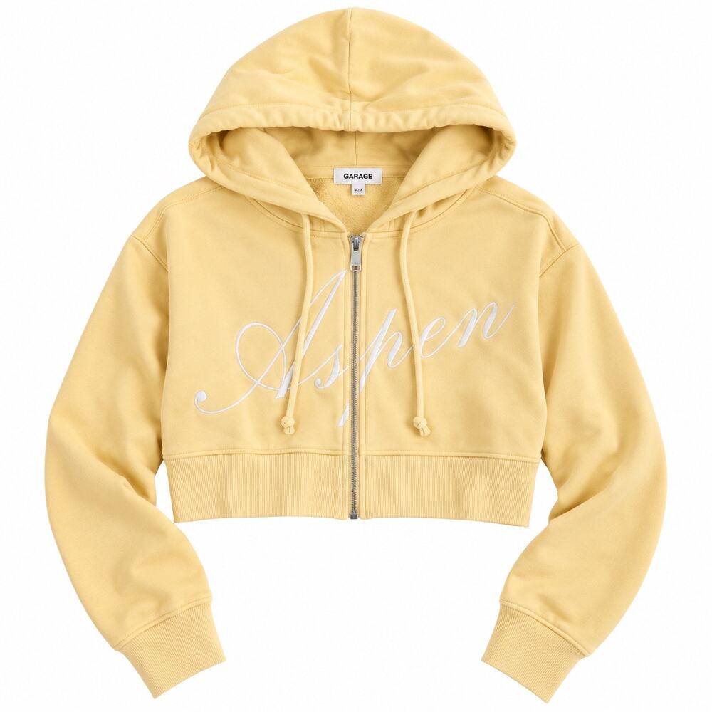 Chic Garage Aspen Cropped Zip-Up Hoodie - Butter Color